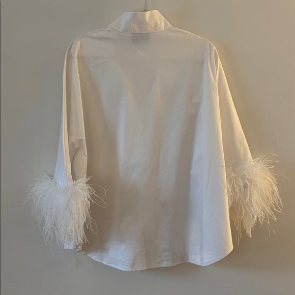 TUCKERNUCK White Feather Willow Blouse Women's size Medium - Picture 11 of 11